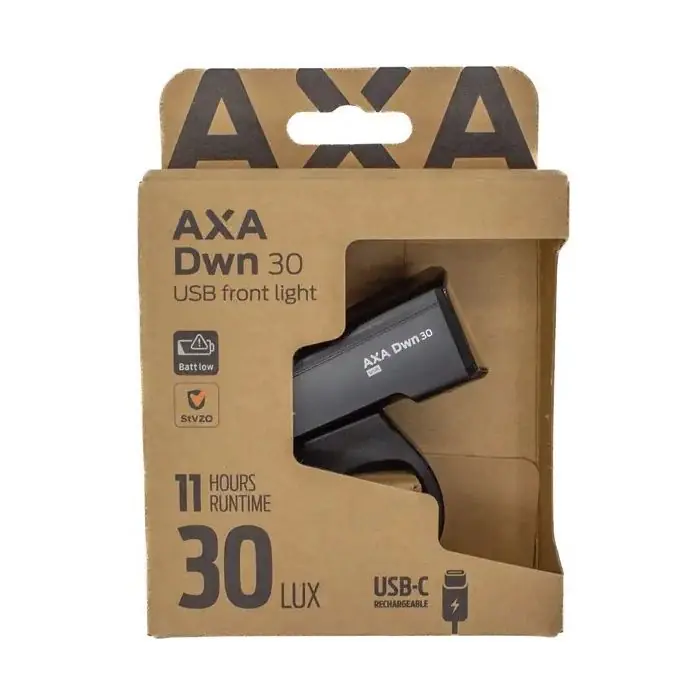 Axa koplamp DWN 30 USB - Krachtig voorlicht met 30 lux en flexibele bevestiging Dagaanbieding