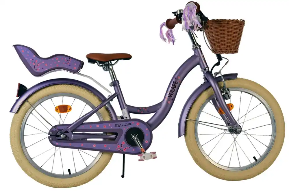 Finale Uitverkoop Volare Blossom Kinderfiets 18 inch – Meisjes – Paars – 1 Handrem + 1 Terugtraprem