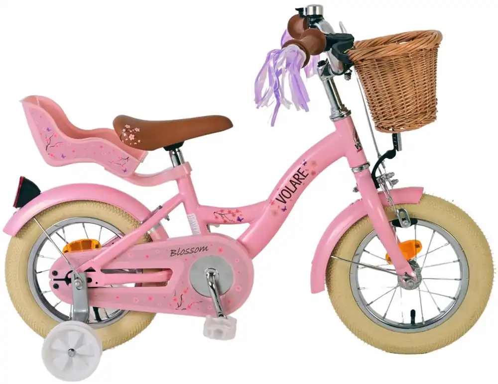 Beperkte Voorraad Volare Blossom Kinderfiets 12 inch Roze – Meisjesfiets met Handrem & Terugtraprem