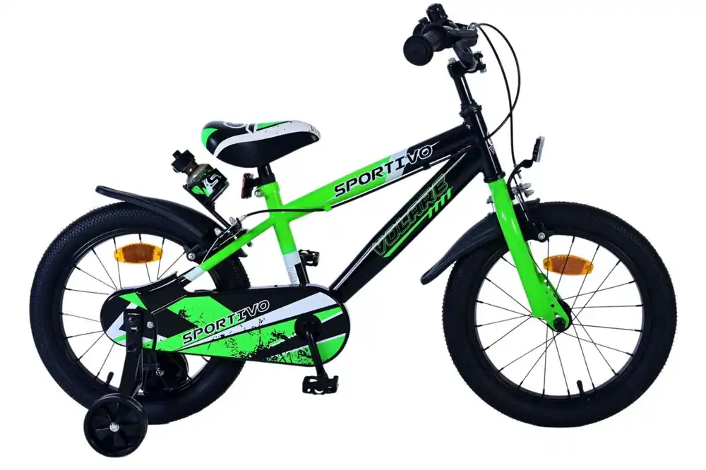 Populair Volare Sportivo Kinderfiets 16 inch – Jongens – Groen/Zwart – Twee handremmen