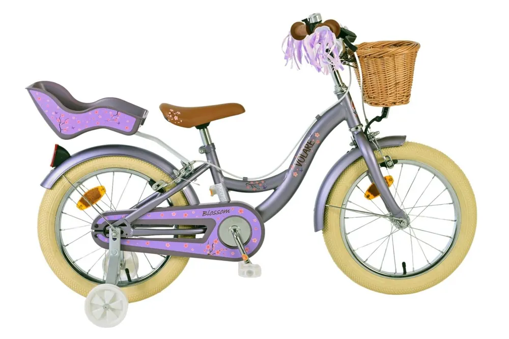 Volare Blossom 16 inch Kinderfiets – Meisjes – Paars – Twee Handremmen Veilig & Comfortabel Koopje