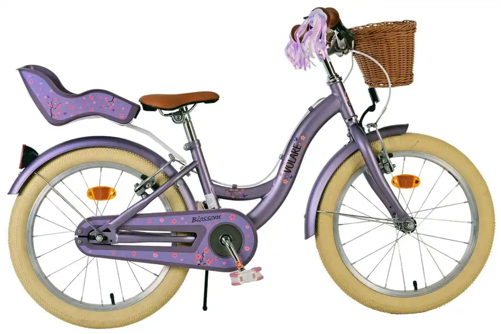 Volare Blossom Kinderfiets 18 inch – Meisjes – Paars – 2 Handremmen Bestseller
