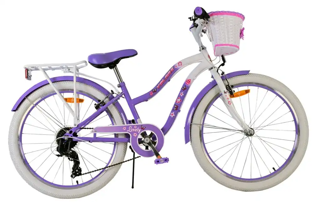 Volare Lovely meisjesfiets 24 inch paars – 7 versnellingen – Kinderfiets 8 tot 10 jaar Aanbieding