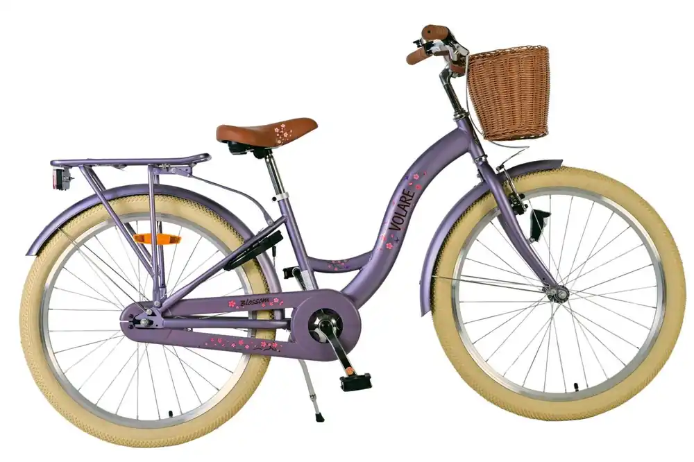 Lage Kosten Volare Blossom meisjesfiets 24 inch paars – Terugtraprem en handrem – Kinderfiets 8 tot 10 jaar