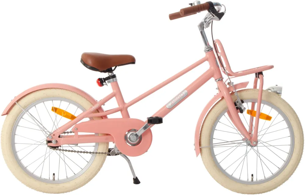 AMIGO Urban 18 inch meisjesfiets – Zalmroze Aluminium frame met voordrager en ringslot Finale Uitverkoop