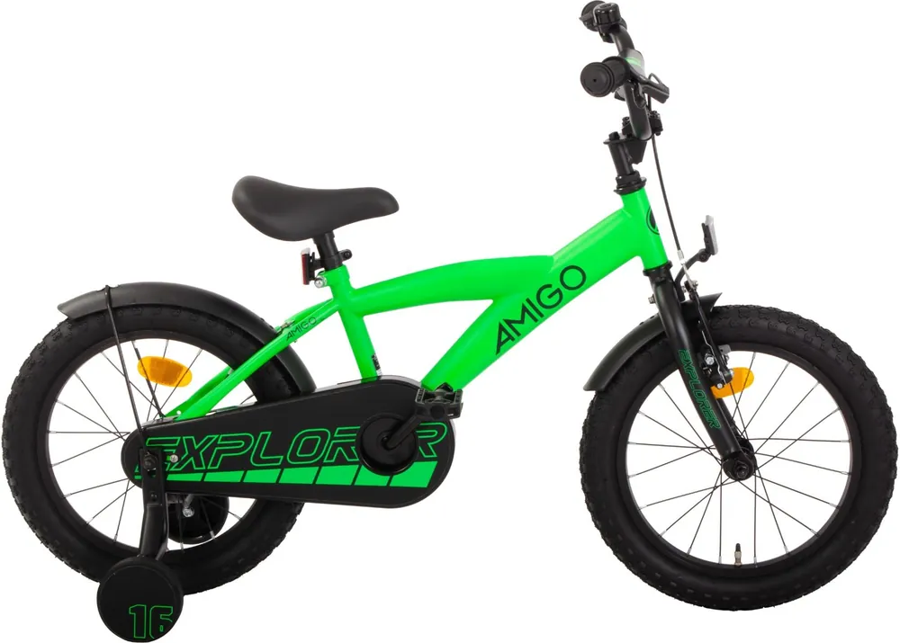 Beste Prijs AMIGO Explorer 16 Inch Jongensfiets – Groen Stoere Kinderfiets met Terugtraprem