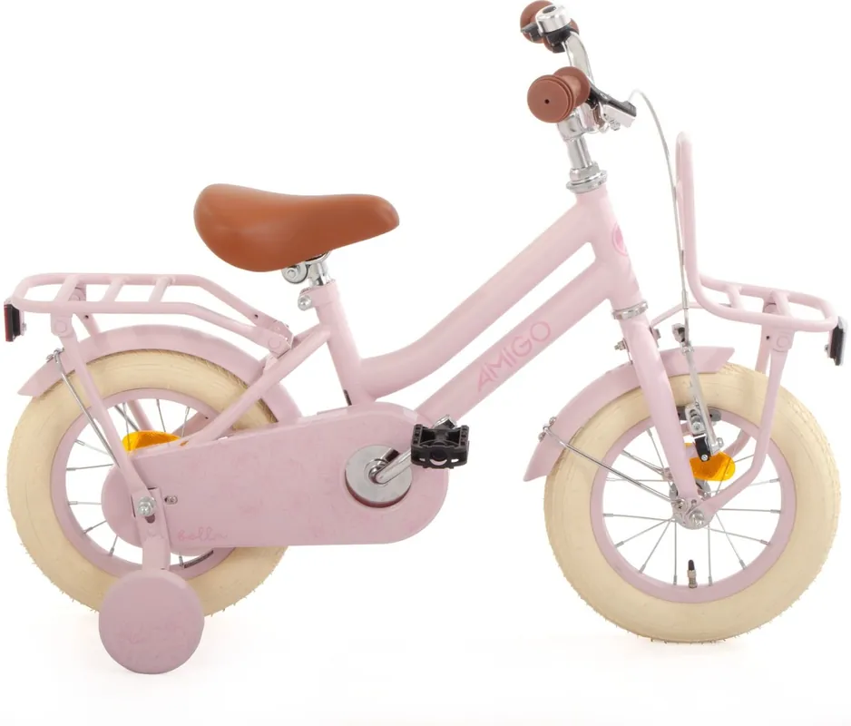 Veilige Betaling AMIGO Bella 12 Inch Meisjesfiets – Roze Kindertransportfiets met Voordrager