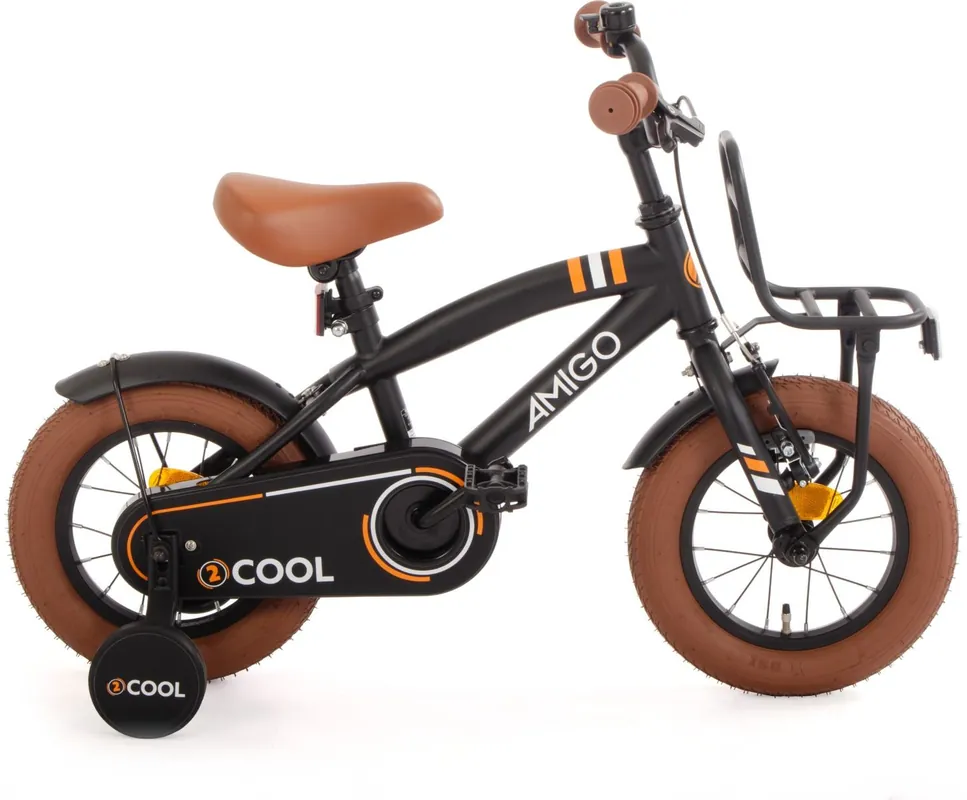 AMIGO 2Cool 12 Inch Jongensfiets – Zwart Stoere Kinder Transportfiets Express Levering