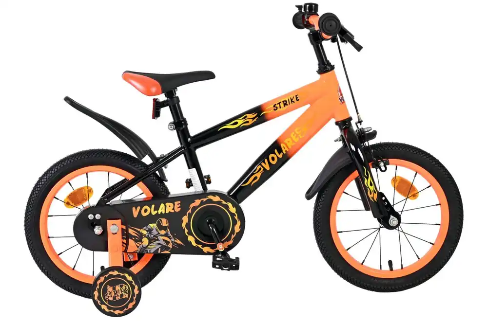 Gecertificeerd Volare Strike Kinderfiets 14 inch Zwart Oranje Bikesland.nl